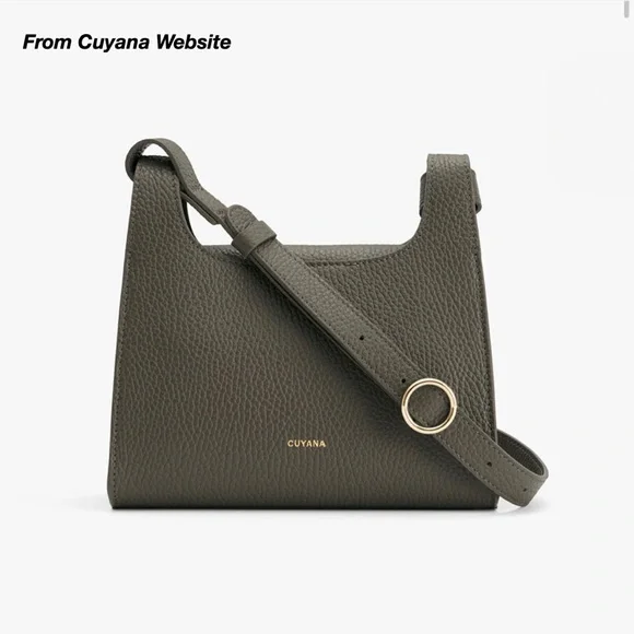 NWT: CUYANA MINI DOUBLE LOOP BAG IN DARK OLIVE PEBBLED LEATHER (O/S) - Picture 5 of 16
